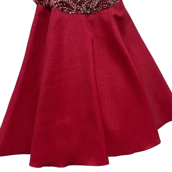 JVN by Jovani Red Beaded Fit & Flare Dress – Size 4 - Picture 5 of 10